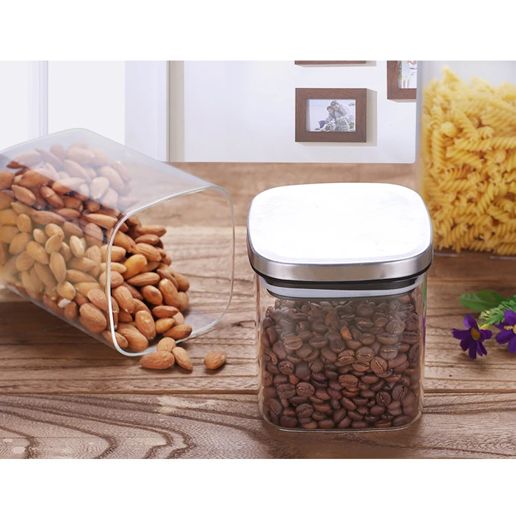 Hotsale Square High Borosilicate Glass Food Storage Containers Jars with Stainless Steel Lid - Durable and Eco-Friendly