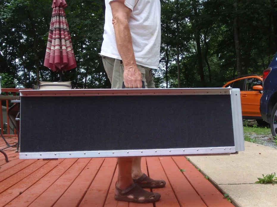 6' Folding Aluminum Wheelchair Ramp With Non-Slip Surface Carpeted Handicap Threshold for Home Steps Doorways