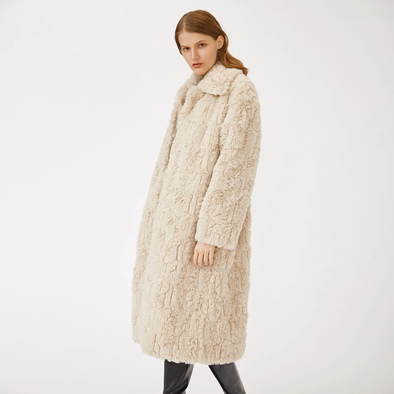 Wholesale Custom Manufacturers High Quality Private Label Winter Luxury Furry Rabbit Faux Fur Long Coat For Women