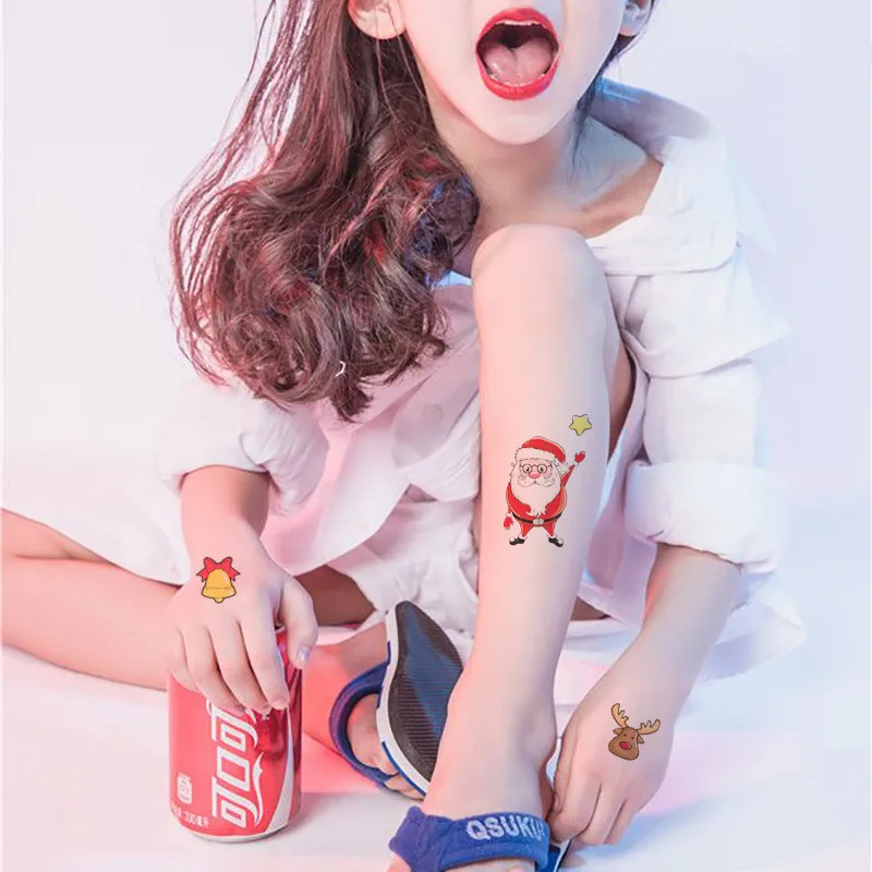 
New cartoon Christmas tattoo stickers set waterproof and protection children tattoo stickers custom BG708 
