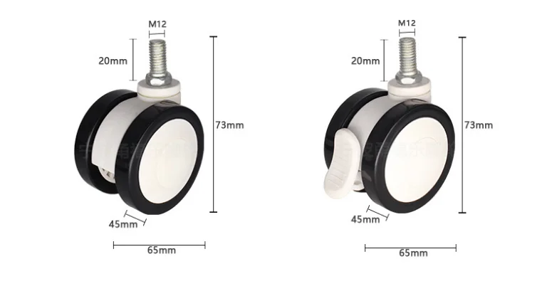 Wholesale Customization Medical Furniture Chair Medical Wheel with Brake Furniture Casters Universal Whee 4 Inch PU White+black