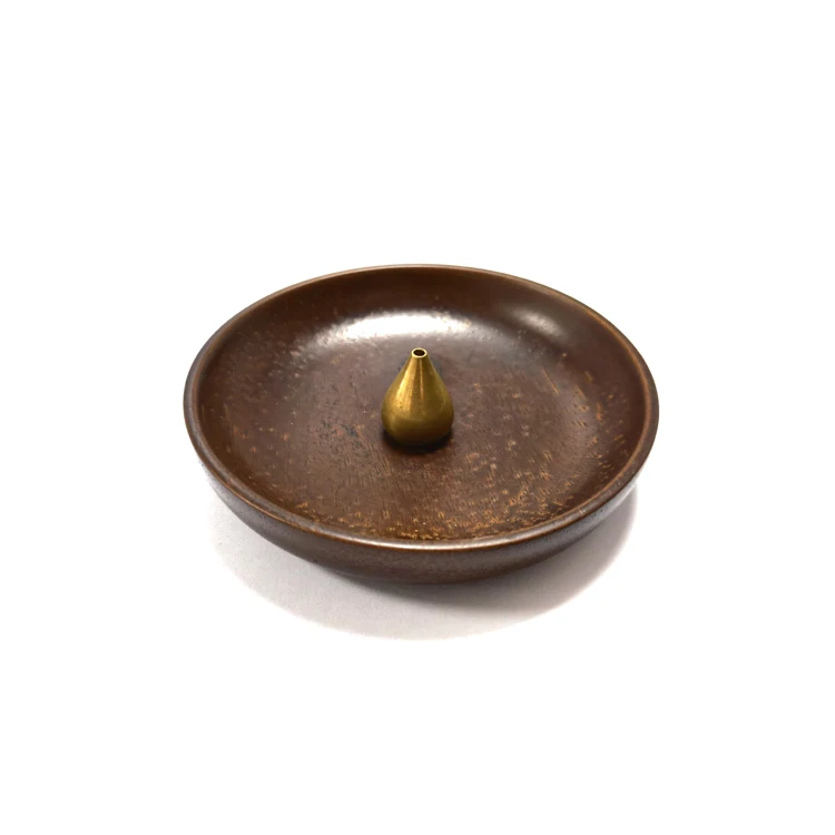 Customize Bowl Shape Wood Incense Sticks Holder Detachable Brass Incense Burner Incense Stand Ash Catcher