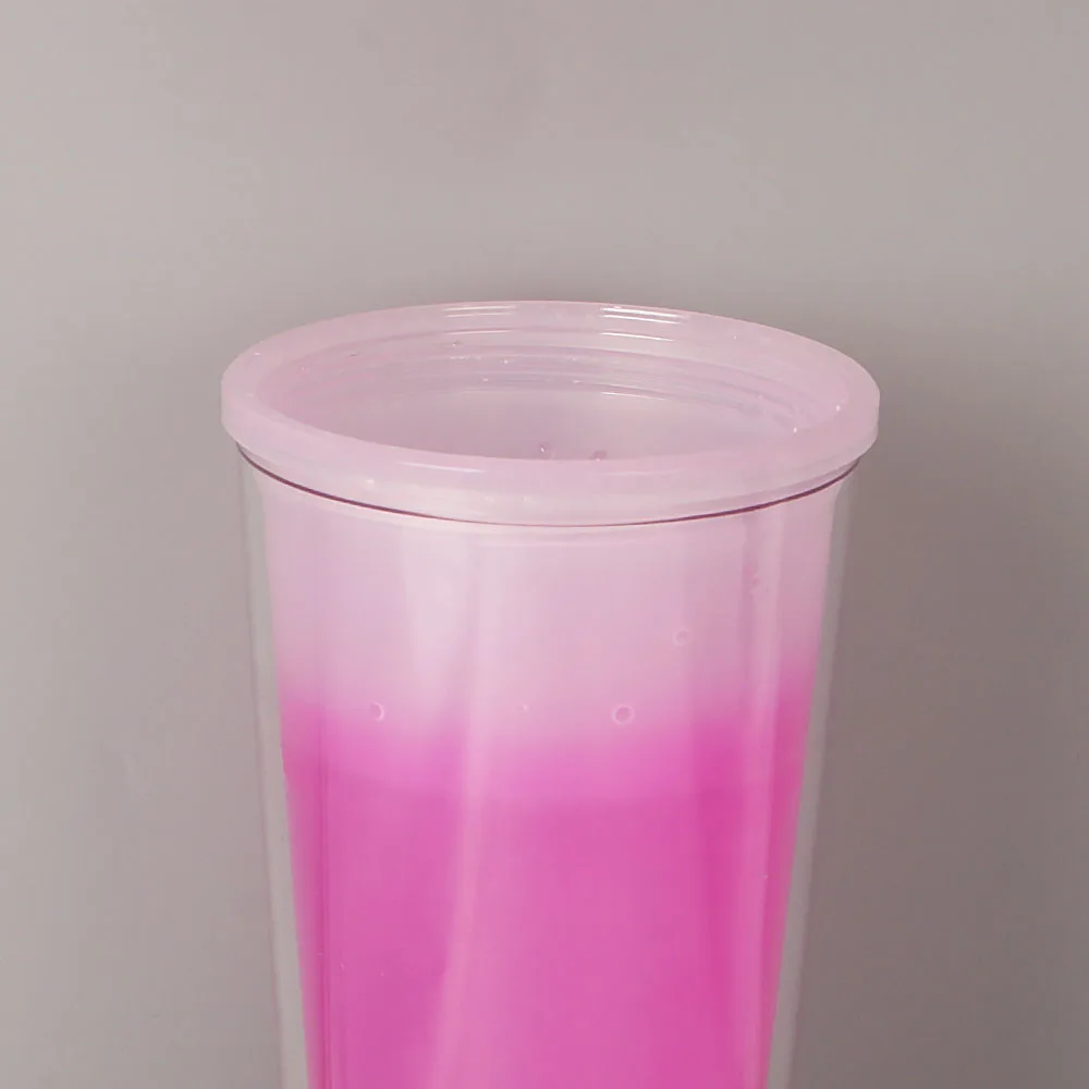 
New Design 20oz 24oz Insulated Acrylic Milk Tea Boba Cup Color Changing Double Wall Bubble Tea Tumbler Cups With Straw 