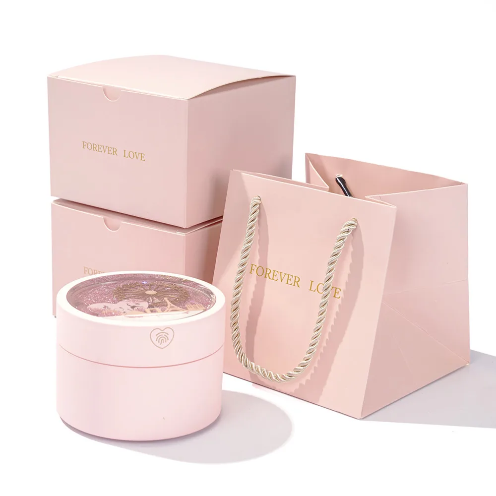 Carline Round Ring Box Flowing Sand Gif Case Ferris Wheel LED Sensor Light Jewelry Showcase Necklace Accessory Paxkaging