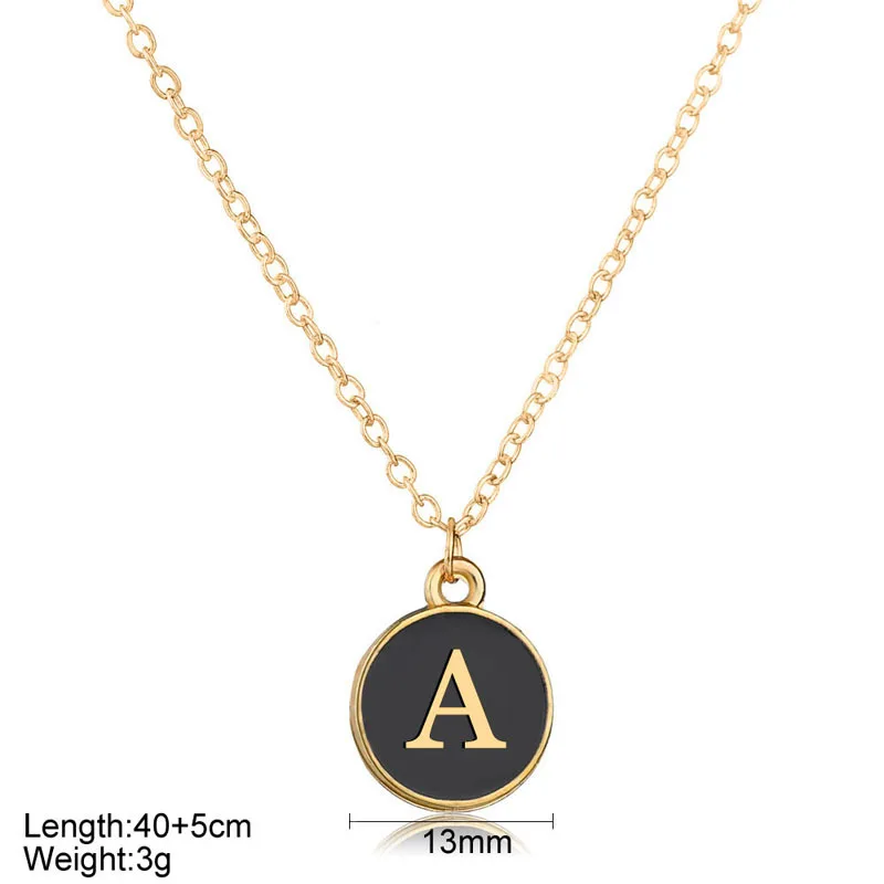 American and Europe Fashion Design  Gold Chain Initial Letter Enamel Charm Necklace