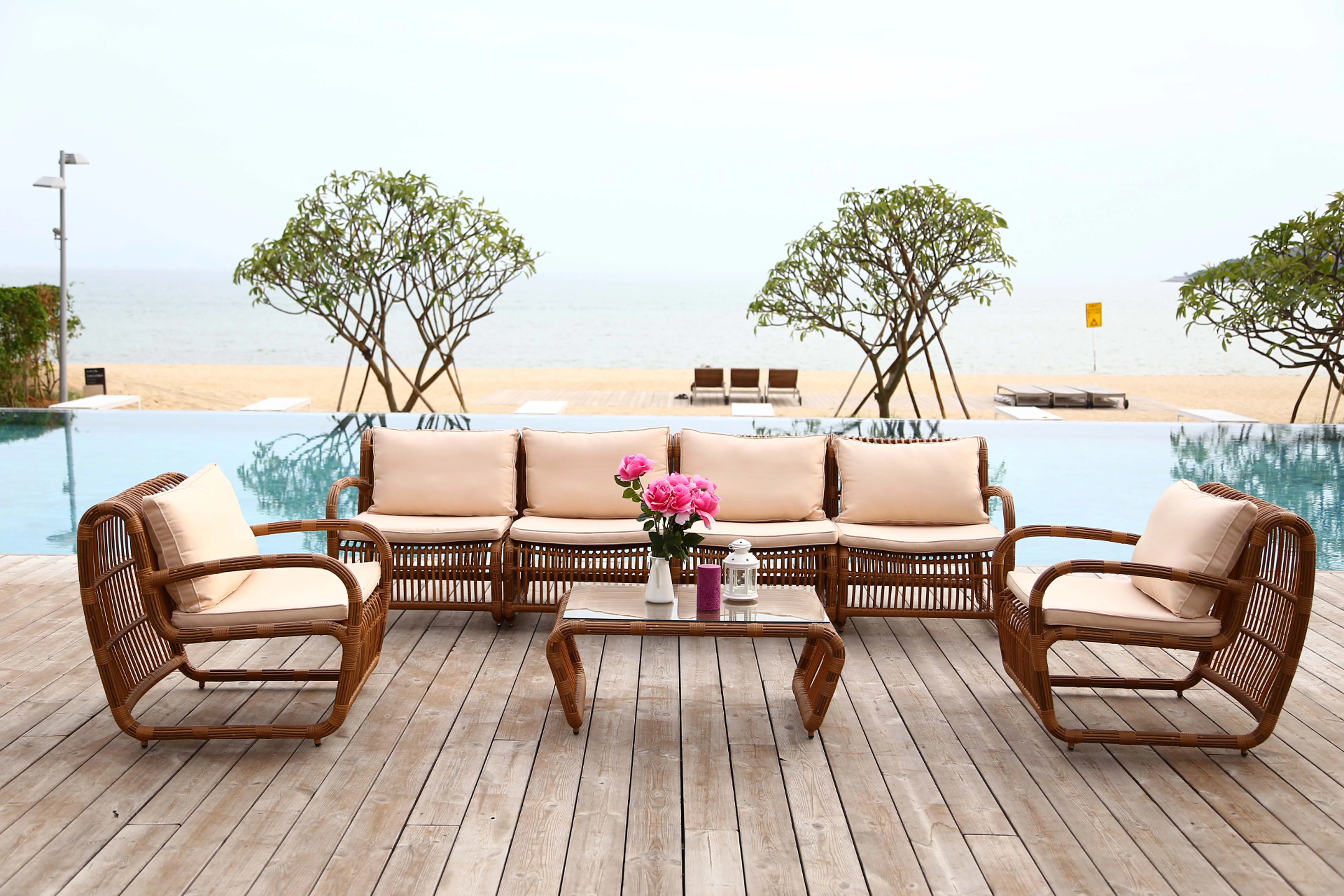 
MEIYAXIN rattan patio hotel glass garden table set(accept customized) 