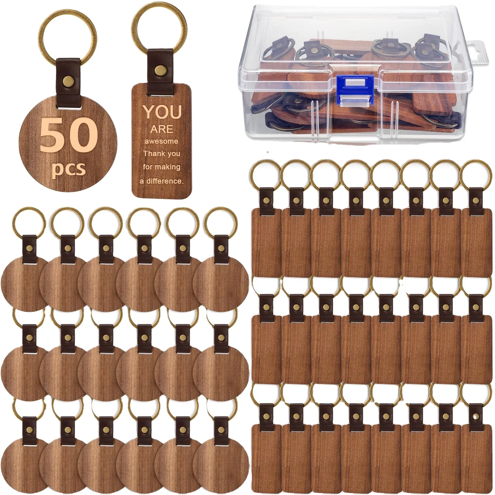 Creative Black Walnut Wood Keychain with Laser Engraved Beech UV Printed Logo Plastic Pendant for Keys folding fan custom DIY