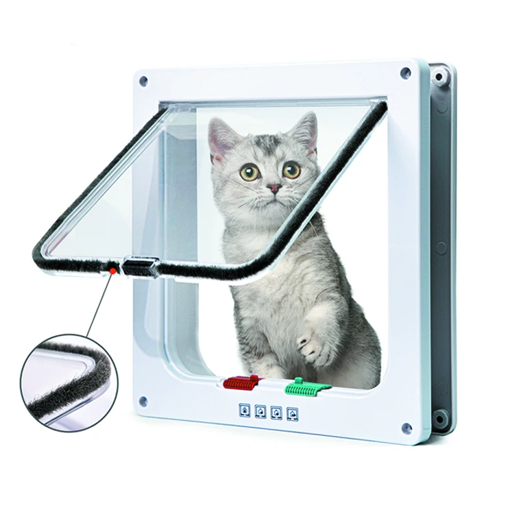 Cat Door 4 Way Locking Chatiere Pour Chat Katzenklappe Dog Microchip Puerta Para Mascotas Flap Cat Door