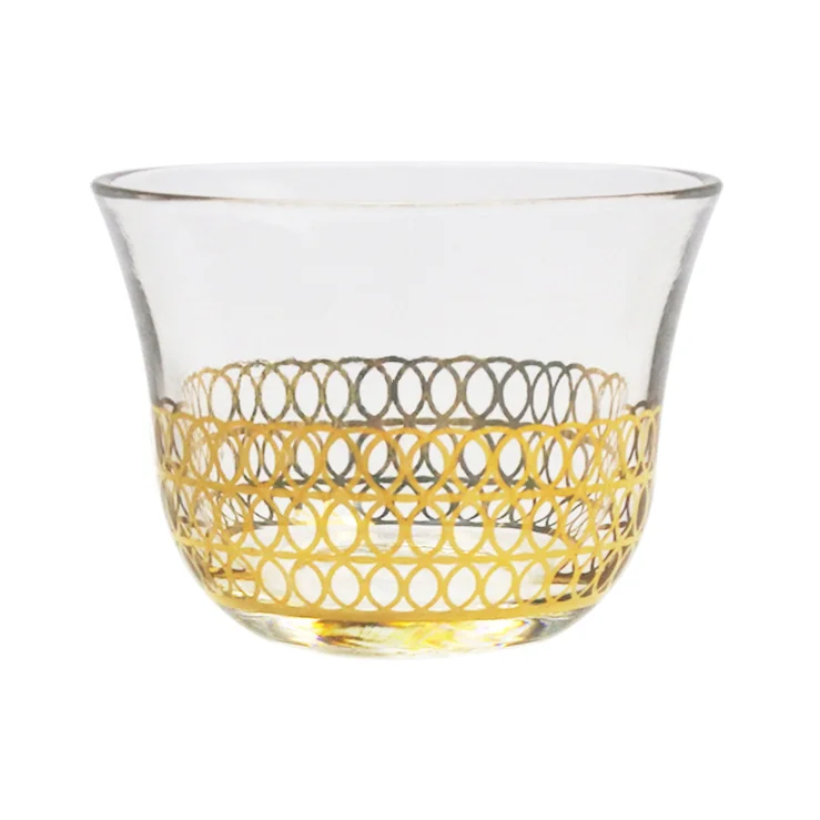 Wholesale Glass Coffee cups gold decal turkish kawa Tea cup glasses