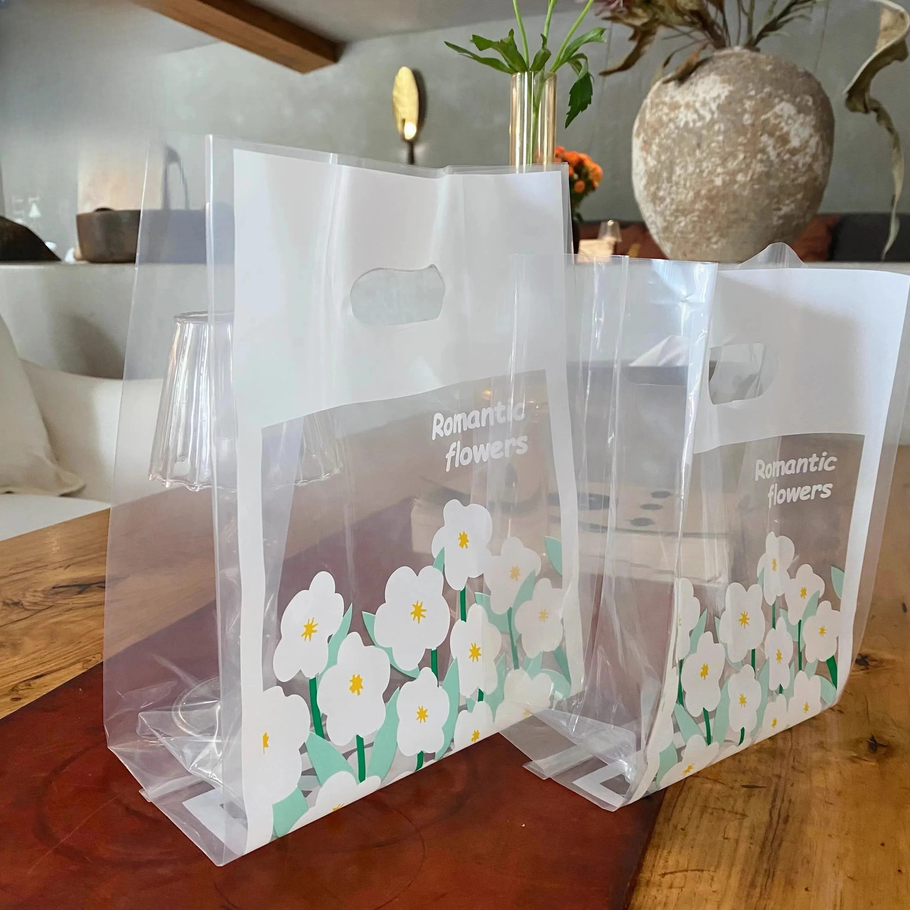 Transparent Cartoon Hote Plastic Bag Baking Desserts Wrapping Storage Decor Suppily Christmas New Year Gifts Jewelry Bags