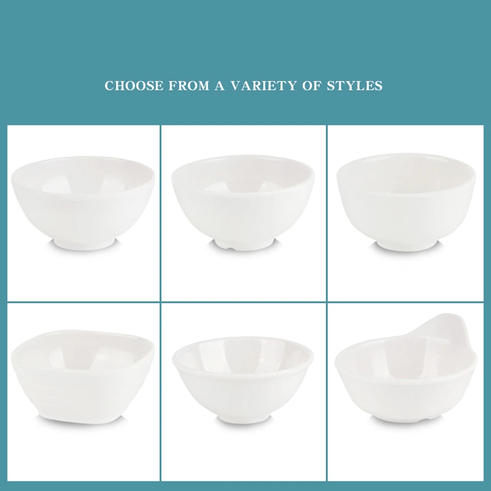 White Small Commercial Plastic Fast Food Meal Soup Bowl Hot Pot Seasoning Anti-fall Noodle Melamine Bowl