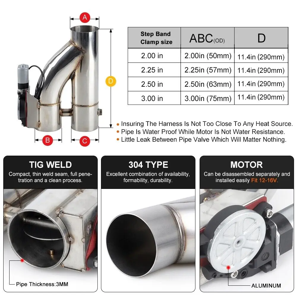 2in 2.25in 2.5in 3in Universal Car Auto Electric Exhaust Catback Downpipe Signal Valve E-Cut Out System Y Pipe Manual & Remote