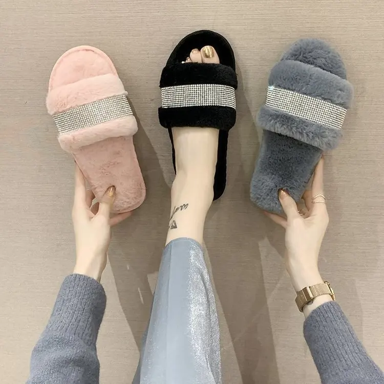 2022 Fashion Women Indoor Fluffy Slides Slipper Custom