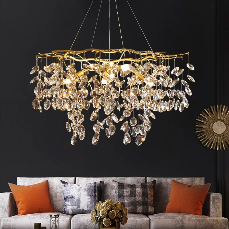 Italian pendant light Unique Brass Metal Ceiling Hanging Lamp Iron Finishing For Home Decoration Crystal Chandeliers Lamp