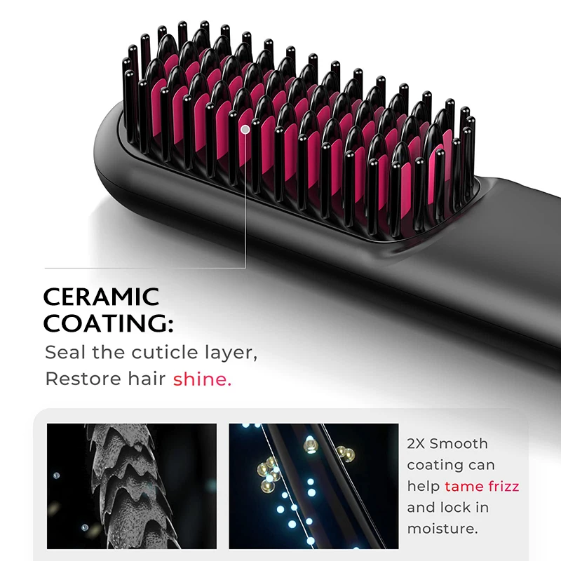 Portable MINI Hair Straightening Comb with USB Rechargeable  Negative Ion Cordless Hot Comb