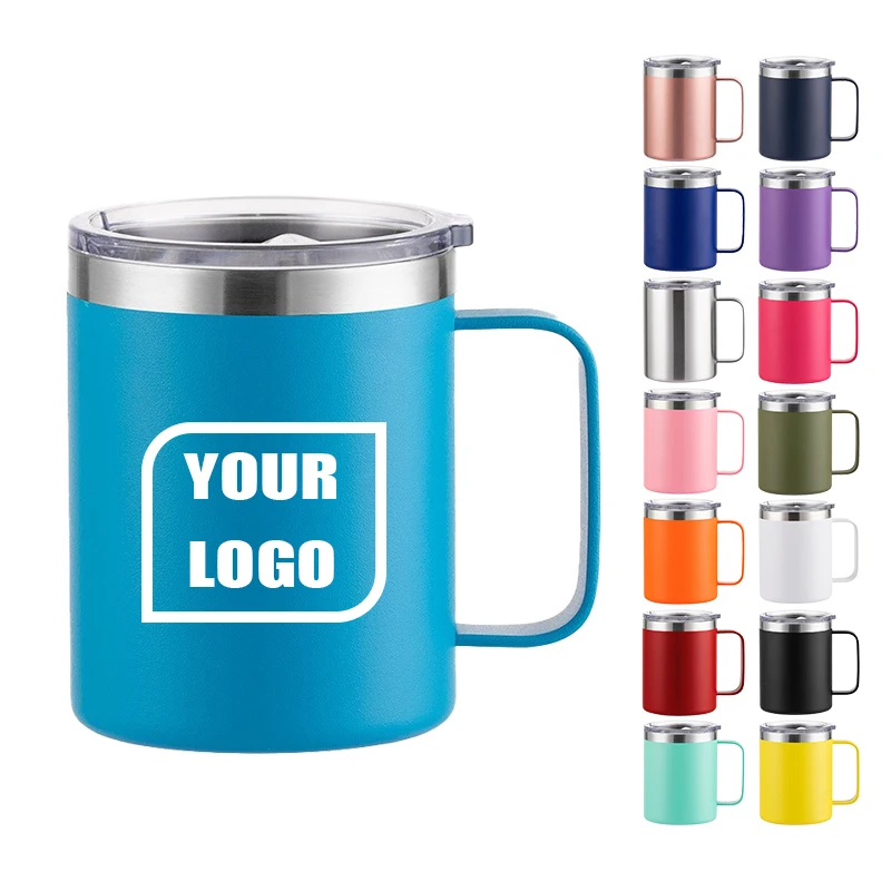 Custom Logo 12oz 14oz 16oz 24oz Double Wall Vacuum Tumbler Cup Powder Coated Insulated Stainless Steel Coffee camping mug with l