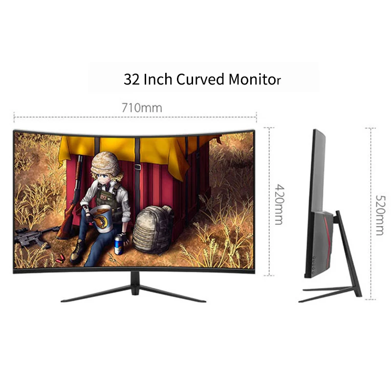 White color 24 inch 1080p curved design 75hz gaming monitor with High-definition multimedia interface