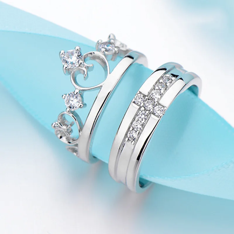Комплект обещаний Anillo De Corona обручальное кольцо с регулируемым крестом и сердцем украшенное короной бриллиантами для свадьбы