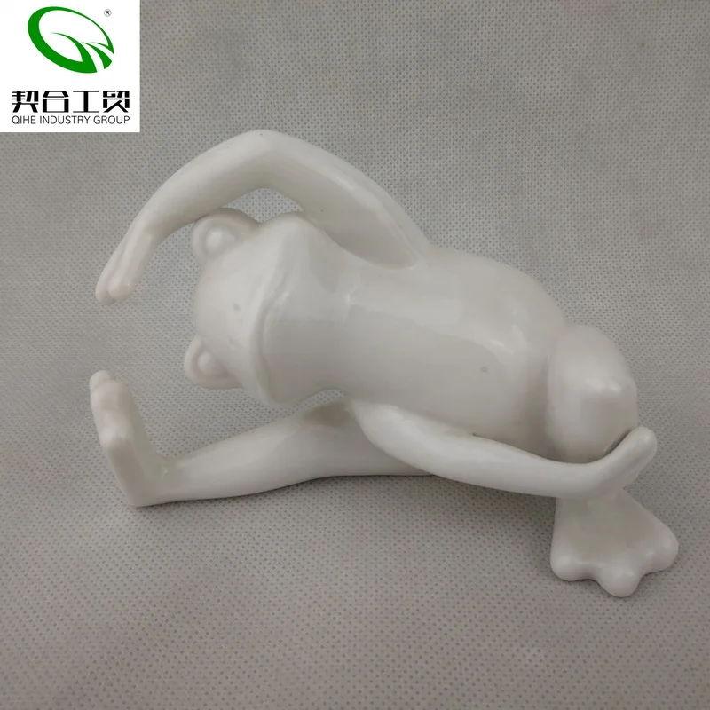 Ceramic yoga frog figurine for garden decoration porcelain yoga frog decoration