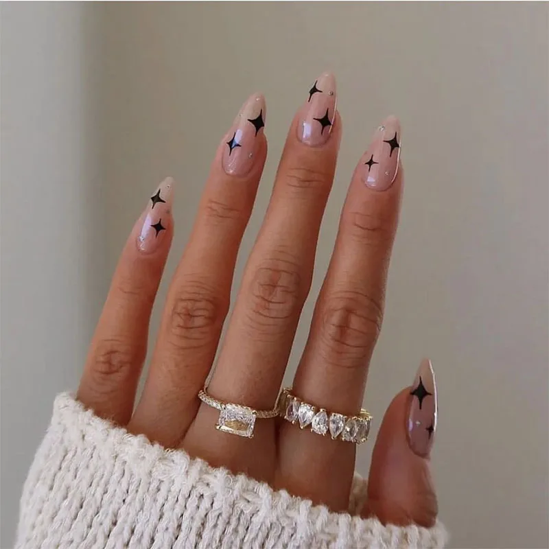 Senboma Golden Star Powder Artificial Nails False 3D For Nail Salon