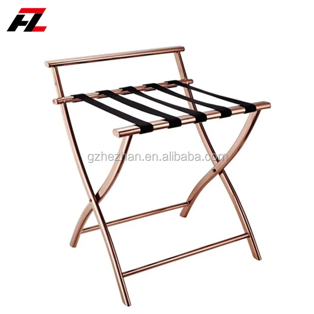 
Hotel Room Stainless Steel Folding Luggage Rack With Back Rest Baggage Holder Hotel Luggage Rack Stand 