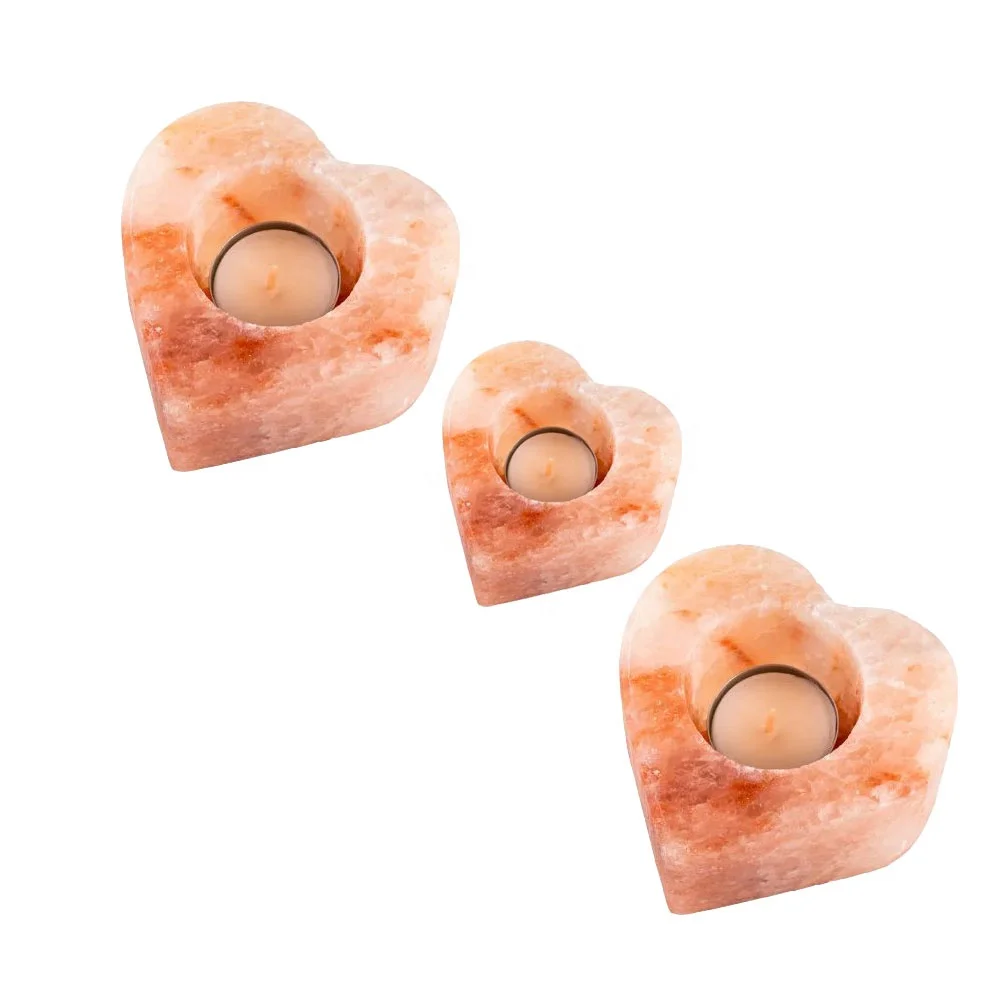 High Quality Enhance Ambiance with Heart-Shaped Pink Salt Candle Holder - Sian Enterprises
