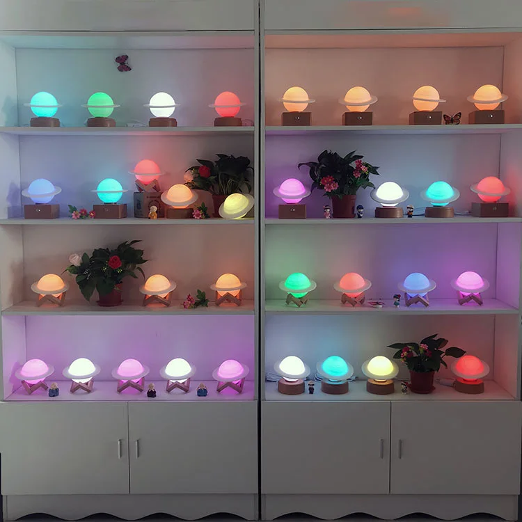 creative diy moon planet led night lights floating levitating planet lamp 3d printed table lamp