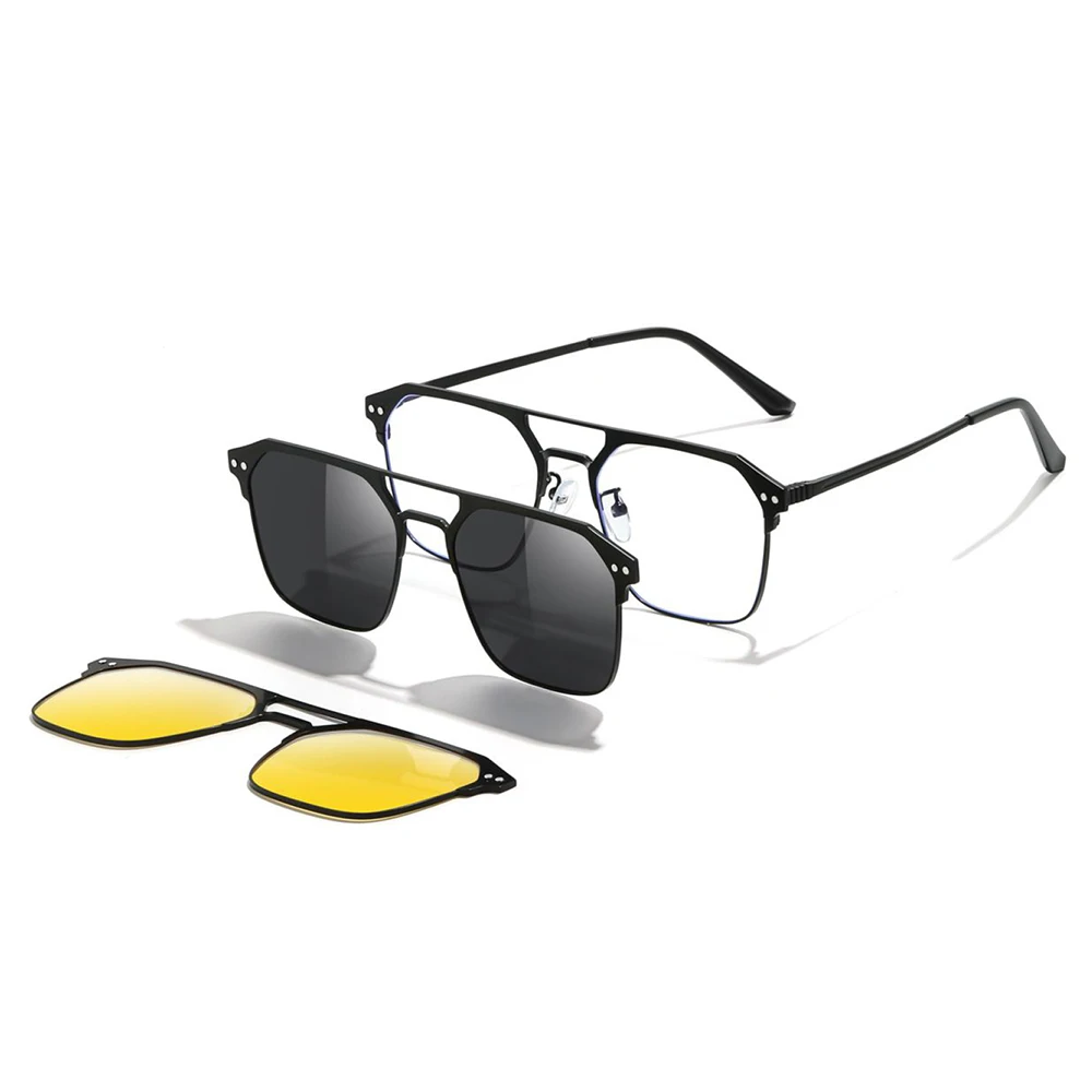 New Arrival Anti Uv custom lens 4 In 1 Magnetic Clip-on ready to ship stocks product ga fa de sol metal sustainable Glasses
