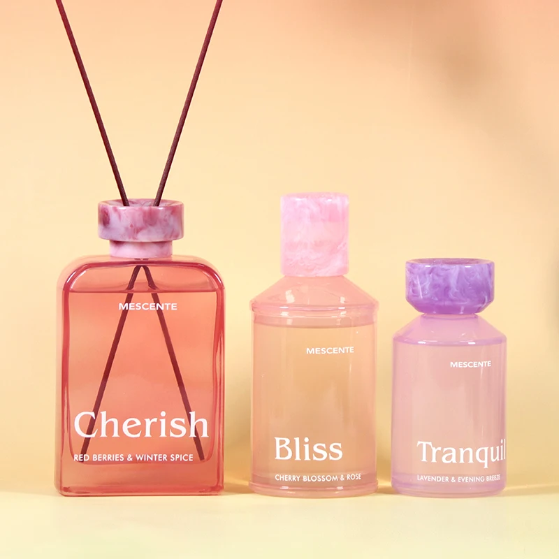 Mescente 200ml Crystal Glass Scented Reed Diffuser Air Fresheners for Home Fragrance