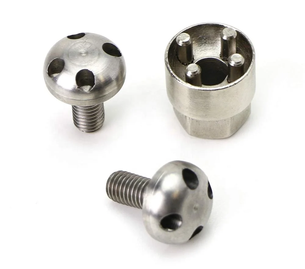 Titanium key-rex anti theft bolts Ti6Al4V Precision CNC custom machining parts