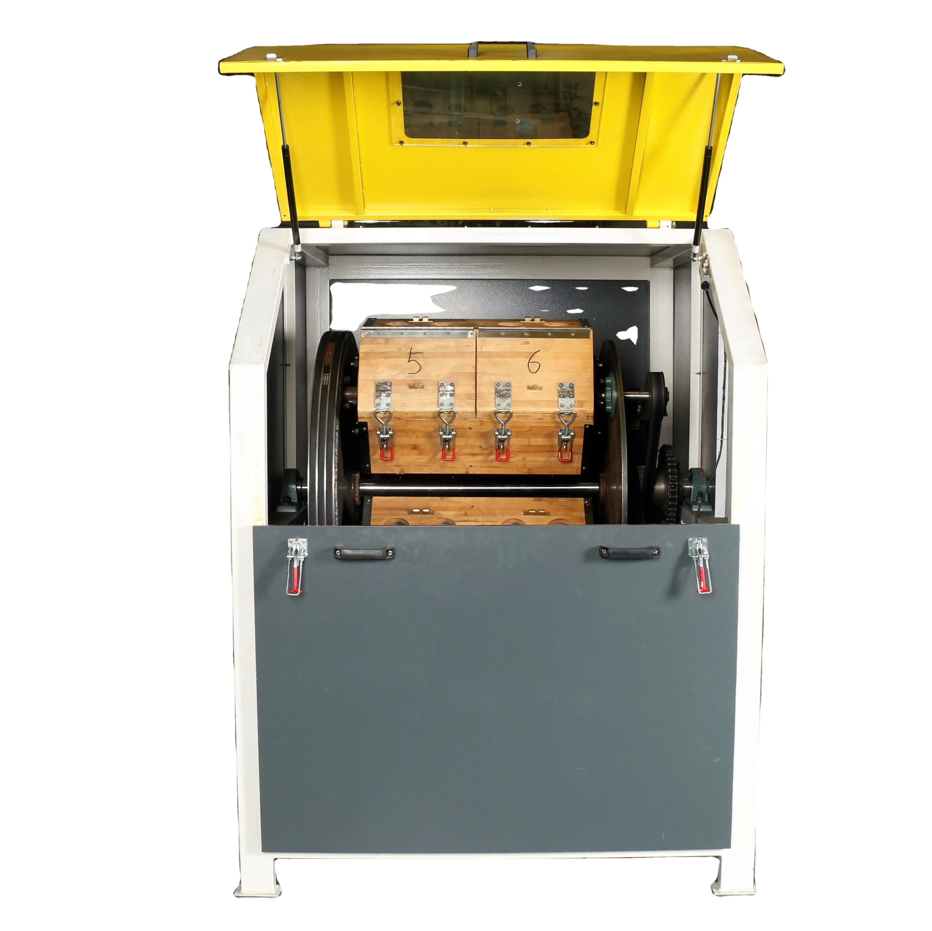 Large capacity high speed centrifugal rotation hexagonal dry rolling machine, small accessories drum polishing machine