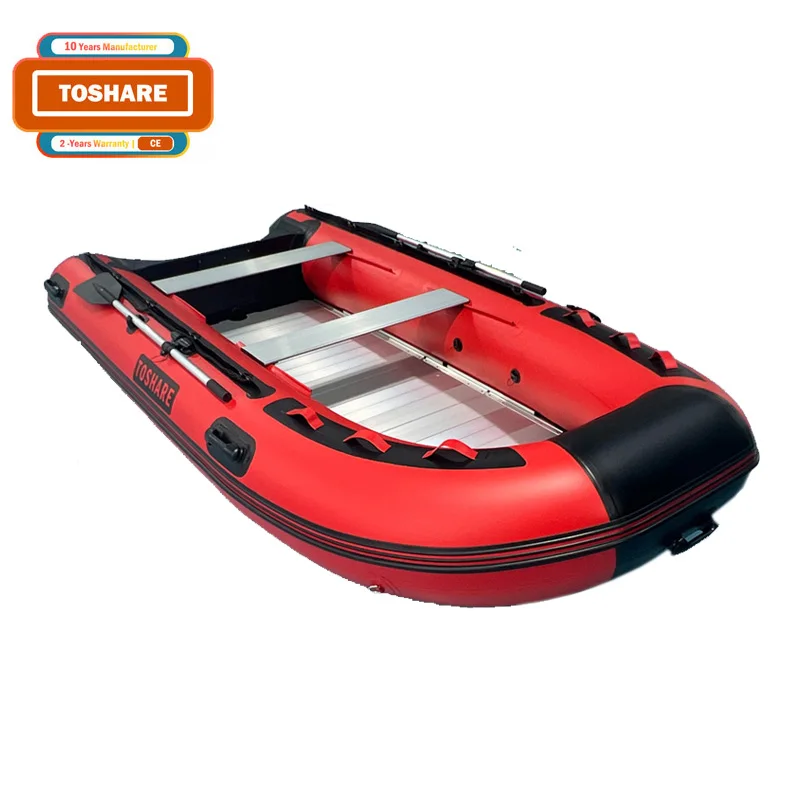Toshare 2024 New PVC Drop Stitch 4m Inflatable Fishing Boat 3 4 5 Person Aluminium Alloy Floor Boats Inflatable
