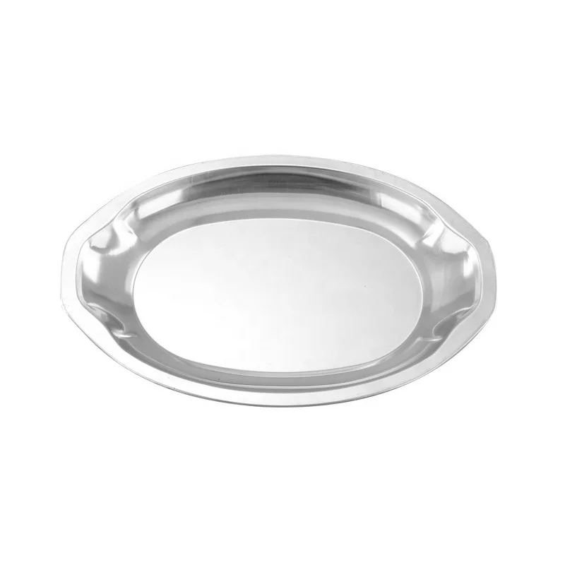 Egg shape dinner plate stainless steel oval plate for wholesale