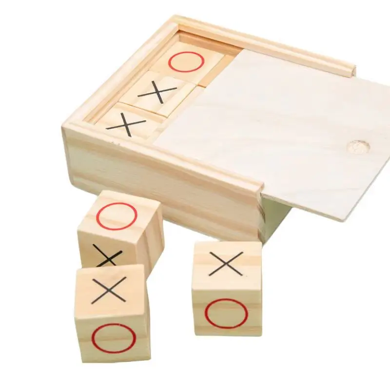 Mini Table Wooden Educational Logical Tic-tac-toe Chess OX Board Game