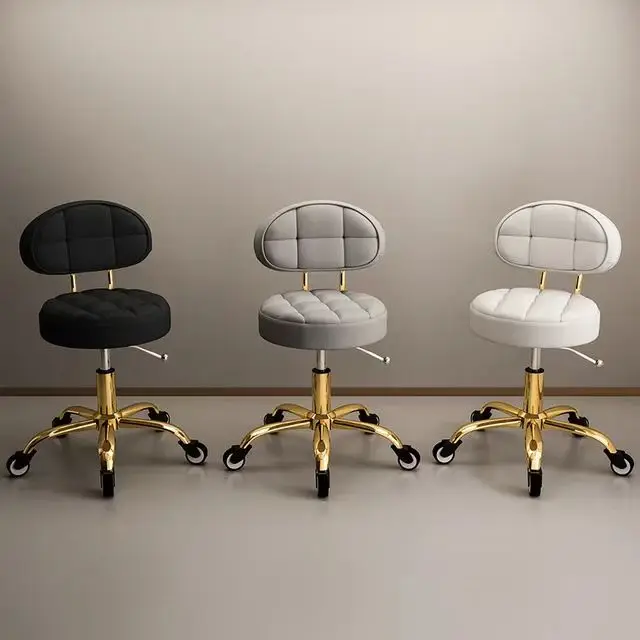 Luxury round Metal Hairdressing Chair with Sliding Stool & Backrest Massage Table for Home Bedroom Hotel Outdoor Use Living Room