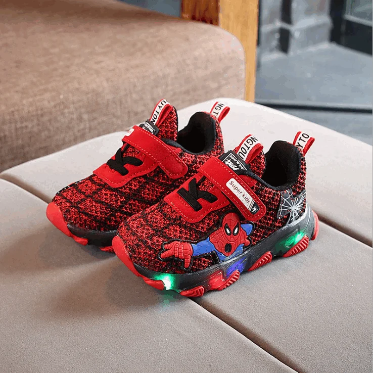 Cartoon shoes hot sales LED boys shoes Hook Loop children sneakers Lovely Fashion tennis kids shoes