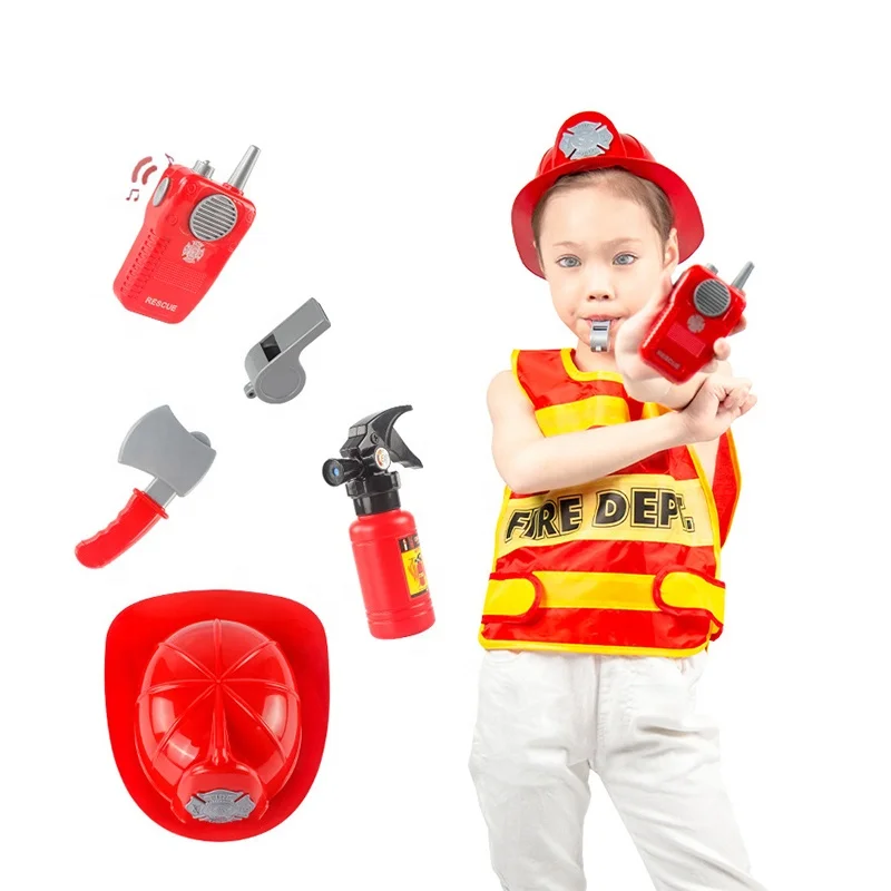 HW fire suit with hood clothing waterproof black pocket engineering tools for kids furniture make up pretend toy cosplay clothes