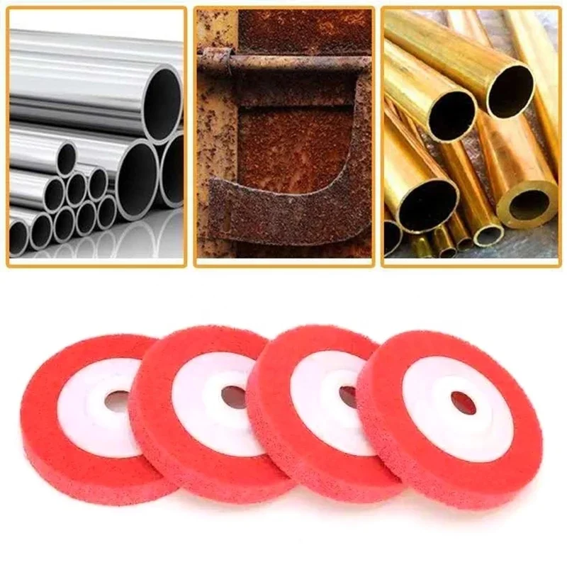 100mm Nylon Fiber Wheel Non Woven Abrasive Disc 4Inch Grinding Polishing Pad for Metals Ceramics Marble Wood Crafts