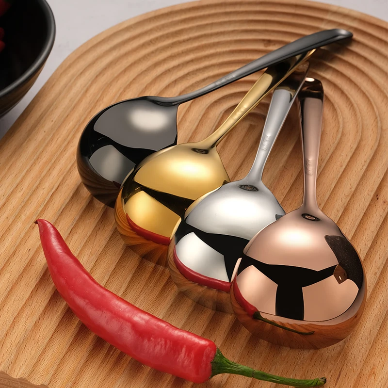 Kitchen Hot Pot Spoon Serving Metal Filter Spoon 304 Stainless Steel Soup Ladle Spoon