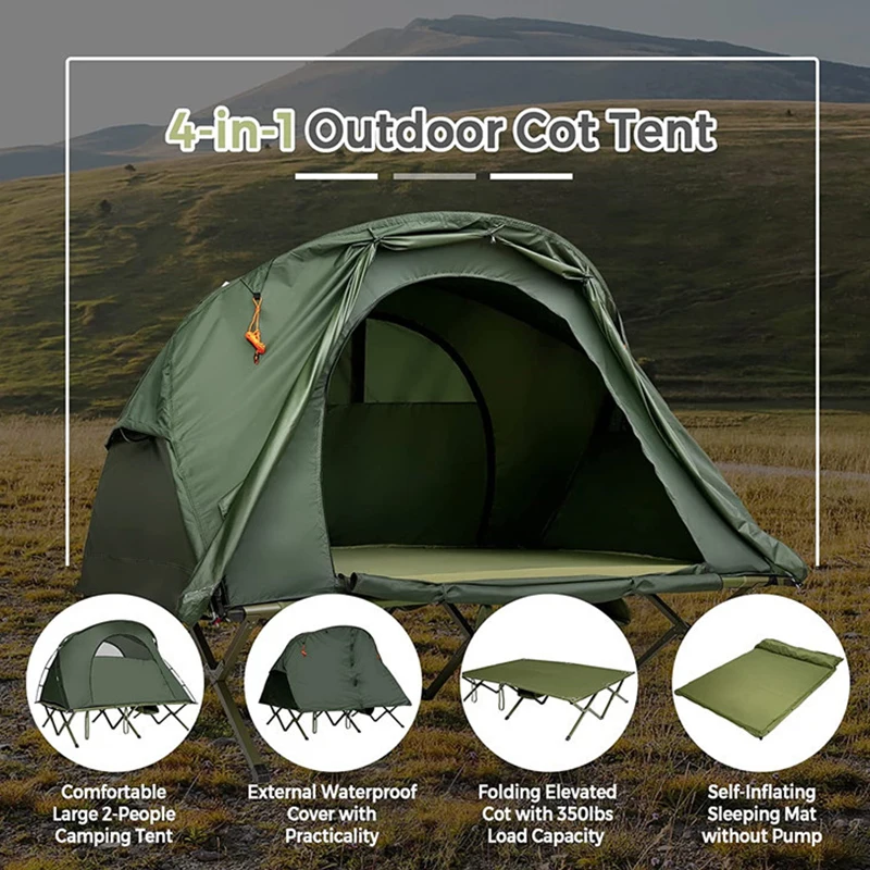 1-2 Persons Waterproof Off Ground Tent Outdoor Tents Hiking Camping Bed Tent Cot