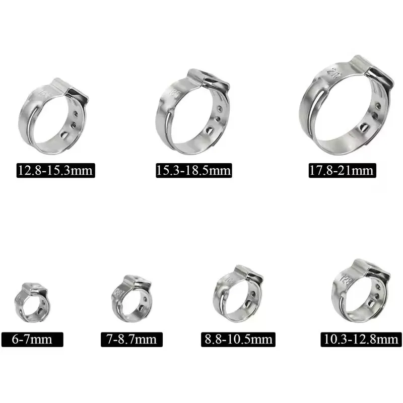Factory Direct SS304 Stepless Single Ear Hose Clamp Adjustable Ear Hose Clip Single Ear Clamp