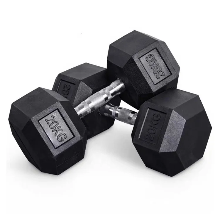 Ironhawk Custom Free Weight Gym Dumbbell Set 3-100LB 1-50KG Metal Handle Cast Iron Rubber Hexagon Dumbbell