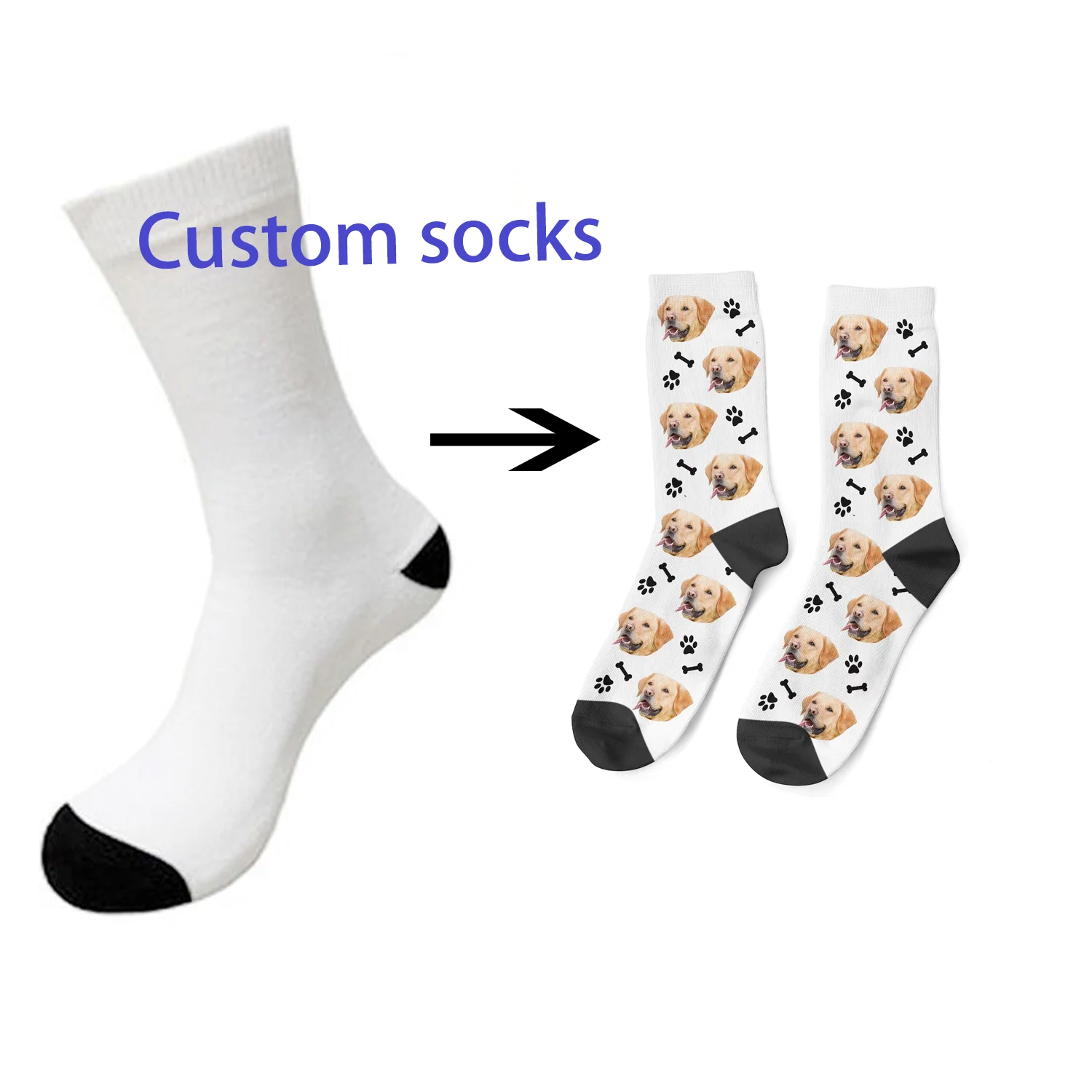 Custom Personalized 360 seamless socks printer digital printing socks  logo print men designer cotton sport custom socks