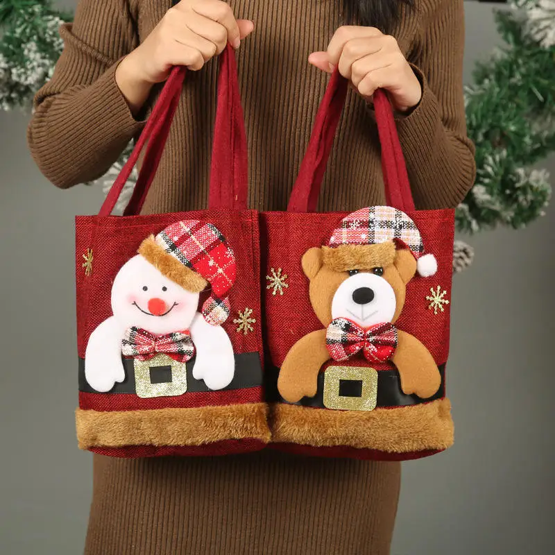 Christmas Decorations Santa Claus Snowman Fawn Gift Bag  Candy Bag Christmas Tote Bag Christmas New Year Handbag
