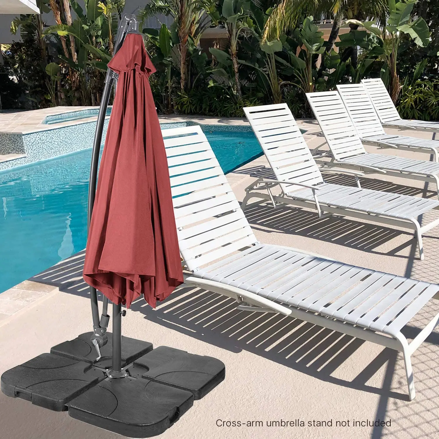 60L Outdoor Cantilever Hanging Patio Umbrella Base 4-Piece Umbrella water Base w/Carry Handles