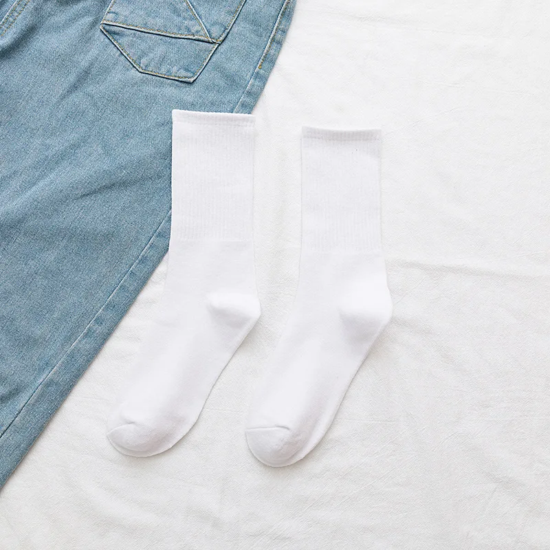 Solid Color Polyester Logo Custom Mens Socks Cheap Wholesale Plain White Socks From China