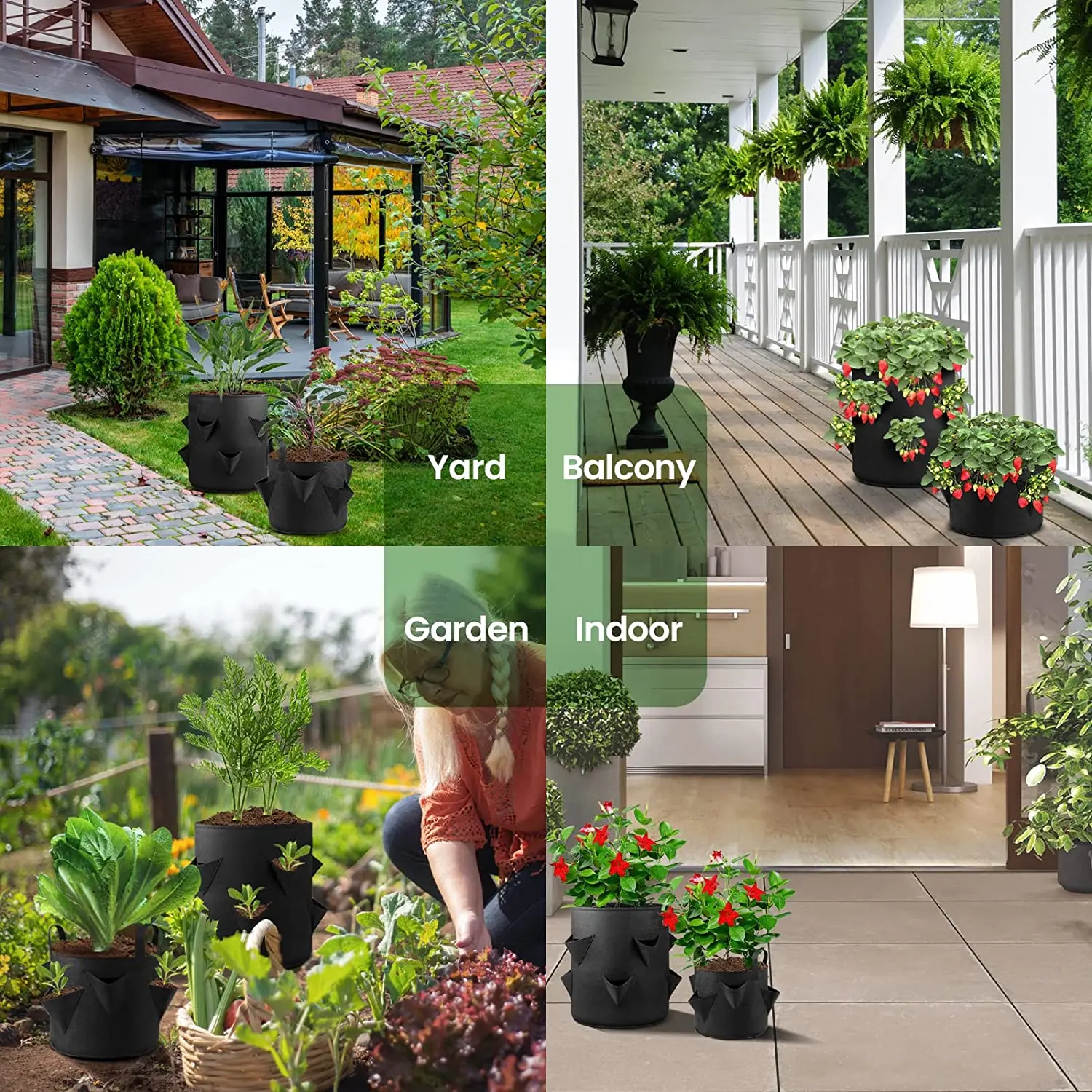 Wholesale Manufacturer Breathable plant grow bag with triangle holes for strawberry tomato growing