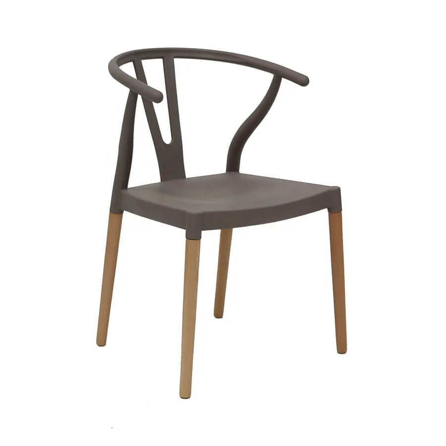 Silla Wishbone for Cafe Kitchen Classic design beech wood leg armrest plastic seat dining chair