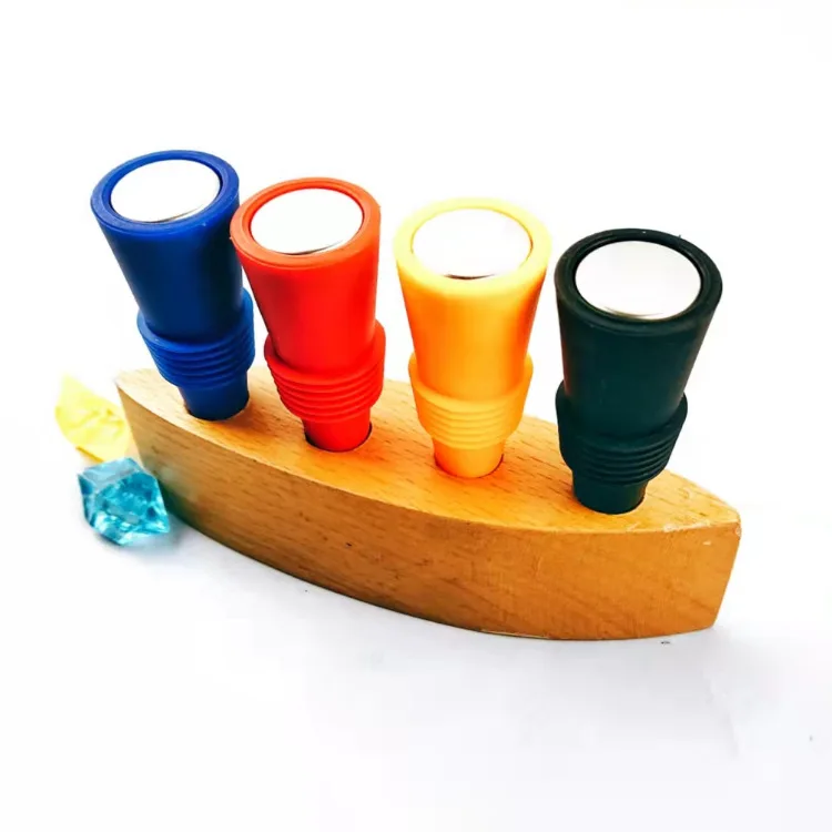 Wholesale Custom Creative  Red Blue Silicone Disposable  Corporate Party Art Exhibition Red Wine Cork Bottle Wine Stopper