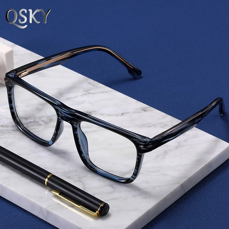 2024 New Arrival Women TR90 Square Glasses Frame  Blue Light Blocking Eyeglasses Frame Myopia Optical Lens For Man
